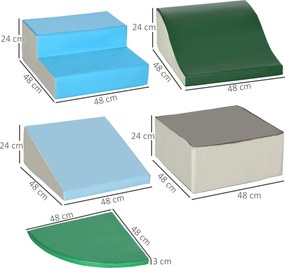 HOMCOM Set Construcții Moi pentru Copii 1-3 Ani cu 6 Piese, 150x100x24 cm, Multicolor | Aosom Romania
