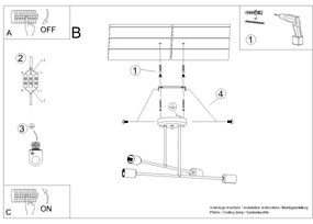 Lustră pe tijă Sollux SL.1451 NORAH 4xE27/15W/230V negru