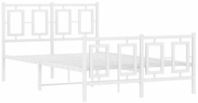 374305 vidaXL Cadru de pat metalic cu tăblie, alb, 120x190 cm