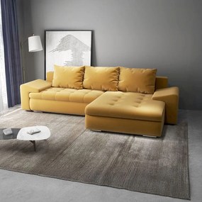 Colțar extensibil dumonde cu ladă de depozitare si sezut confortabil din spuma high-density, Leonardo Royal Mustar 260x185 cm II