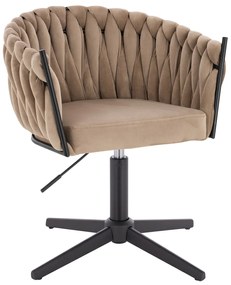 HR750CROSS Scaun Latte din Catifea cu Bază Neagră