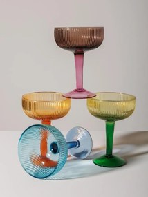 Pahar de cocktail, roz, din sticla, cu picior, H13 cm, Bicolor