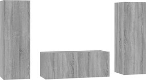 vidaXL Set dulap TV, 3 piese, gri sonoma, lemn prelucrat