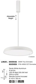 Lustra LED suspendata dimabila cu telecomanda LINUS D-45cm