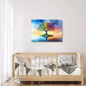 Tablou pe sticlă – Arbore pictat al anotimpurilor (70x50 cm)
