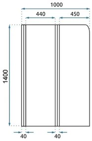 REA-K9777 - Paravan pliabil pentru cadă AGAT 140x100 cm, auriu periat/transparent