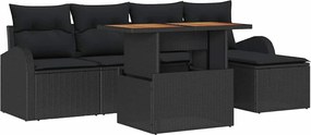 vidaXL Set de canapele pentru grădină cu pernă 6 pcs Negru
