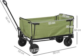 Outsunny Căruț de grădină pliabil 130 L căruț de transport sac detașabil mâner telescopic rotativ 90 x 50 x 60 cm negru | Aosom Romania