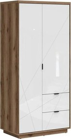 Dulap FORN, nuc/alb lucios, PAL melaminat, cu 2 usi, 94x57x201 cm