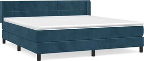 vidaXL Pat box spring cu saltea, albastru închis, 160x200 cm, catifea