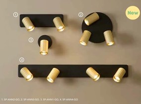 Aplica cu 4 spoturi din aluminiu canelat Anna auriu