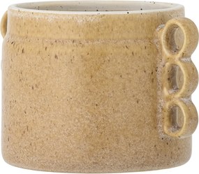 Ghiveci din ceramică, maro, decorat manual cu mici bucle laterale, glazură reactivă, 12 x 15 cm, „Souri”
