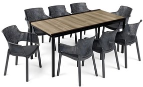 Romen Large 8+1 kerti bútor garnitúra szett kőris-grafit