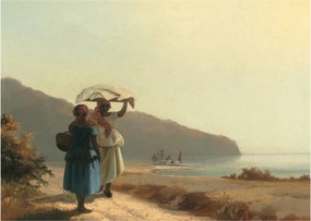 Tablou - Camille Pissarro, Two Women Chatting by the Sea, St. Thomas, reproducere (70x50 cm)
