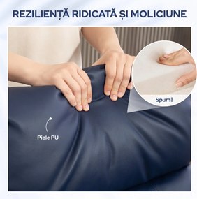HOMCOM Fotoliu cu Masaj Reclinabil Manual din Piele PU cu Telecomandă, 2 Puncte de Masaj și Suport pentru Picioare, Albastru Închis | Aosom Romania