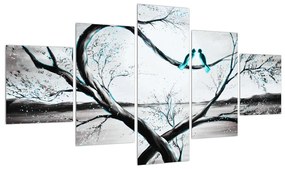 Tablou cu două păsări în copac (125x70 cm), în 40 de alte dimensiuni noi
