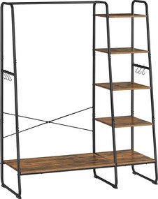 Suport pentru haine cu rafturi TAYLOR 160x120 cm, maro rustic