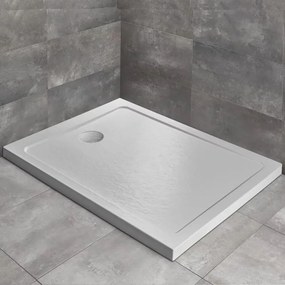 Cadita dus dreptunghiulara Radaway Doros F Stone 140x90 cm acril alb