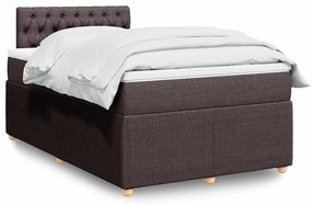 vidaXL Pat box spring cu saltea, maro închis, 120x190 cm, textil