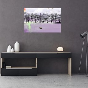 Tablou - Barcă pe lac (90x60 cm)