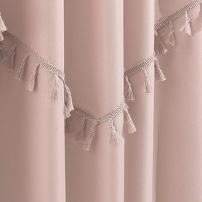 Perdea roz ASTORIA cu ciucuri pe bandă 140 x 260 cm