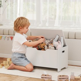 AIYAPLAY Cutie pentru jucării din lemn în formă de urs cu capacitatea de 20 kg, 60x38x48 cm, alb | Aosom Romania