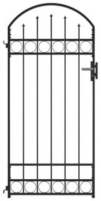 Poarta de gard cu arcada, negru, 100 x 200 cm, otel