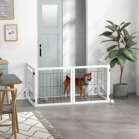 PawHut Poartă Pliabilă pentru Câini, Poartă de Siguranță pentru Animale și Căţei cu 4 Panouri și Picioare Triunghiulare, 280x70 cm, Alb | Aosom Romania