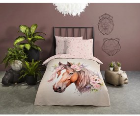 Lenjerie de pat pentru copii roz-maro din bumbac pentru pat de o persoană 140x200 cm Avera – Good Morning