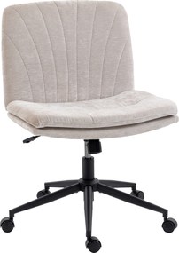 Scaun de Birou HOMCOM, Reglabil, Înclinabil și Rotativ, din Chenille și Oțel, 62x67x83-93 cm, Bej | Aosom Romania