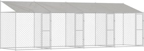vidaXL Cușcă pentru câini cu acoperiș Argintiu 800 x 200 x 256 cm