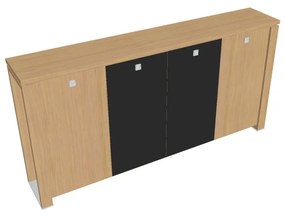 Dulap mediu pentru haine Verno+ S 260 x 46 x 130 cm, uși combinate, stejar deschis / negru