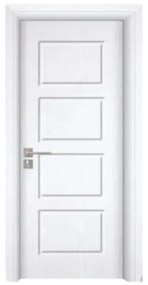 Usa Interior din MDF Novo Doors ND82, Cadru din Lemn Masiv, KIT COMPLET, Toc , Manere si balamale incluse (Culoare: Alb, Toc: Fix, Maner: Patrat