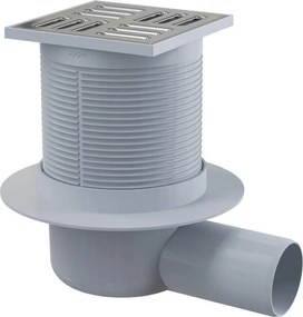 Rigola dus, patrata, cu gratar, otel periat, 10.5 cm, Deante Otel periat
