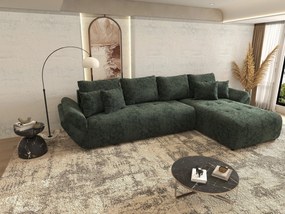 Colțar extensibil dumonde cu ladă de depozitare si sezut confortabil din spuma high-density, Berlin XL Euphoria Green 350x185 cm II