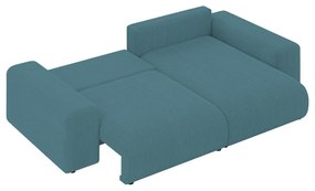 Colțar turcoaz extensibil, cu spațiu de depozitare, cu tapițerie din catifea reiată Luma – Ropez