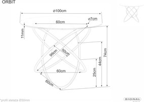 Masa Orbit transparent/auriu ø100 cm