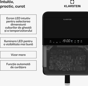 Klarstein Ice Lux mașină de făcut cuburi de gheață, Oțel inoxidabil, 23kg/24h, Auto-curățare