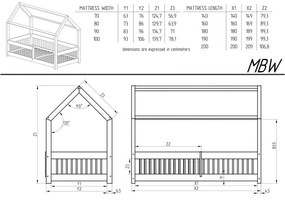 Pat pentru copii în culoare naturală de tip casă/cu extensie suplimentară din lemn de pin cu spațiu de depozitare 120x200 cm Mila MBW – Adeko