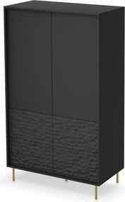 Dulap BULLET S-1, negru/auriu, PAL laminat/metal, cu 4 usi, 90x53x185