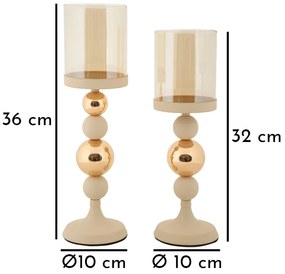 Mauro Ferretti Set 2 Suporturi Lumanare Crem Cm Ø10X32-10X34 | Aosom Romania