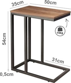 Masuta laterala GLINT cu decor de nuc, neagra