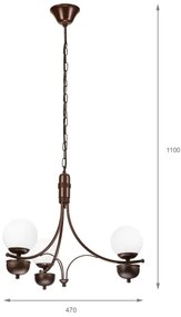 Lustră pe lanț Brilagi COTTAGE 3xG9/40W/230V stejar/alb