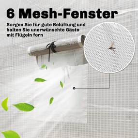 Outsunny Seră aprox. 2,7 x 2 x 2 m cu rafturi, ușă rulabilă cu fermoar, 6 ferestre cu plasă, tije de susținere | Aosom Romania