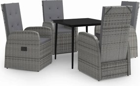 vidaXL Set de mobilier pentru grădină, cu perne, 5 piese, gri