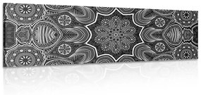 Tablou Mandala indiană cu model floral în design alb-negru