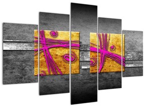 Tablou - Pătratr colorate pe fond negru (150x105 cm)