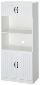 HOMCOM Mobilier de bucătărie Bufet Dulap, Stil rustic, 2 dulapuri, 2 rafturi, 70 cm x 40 cm x 170 cm Alb + Negru | Aosom Romania