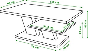 CLIFF MAT beton + alb mat, masuta de cafea