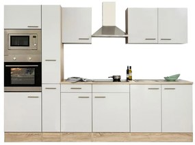 Mobilă de bucătărie Yorki 300, corp din stejar Sonoma, cu față alb satinat